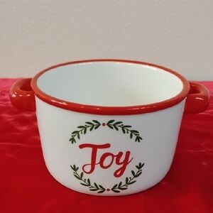 D-NWOT Festive Joy Holiday Bowl - Red and White